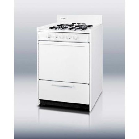 SUMMIT APPLIANCE DIV. Summit-Range, Gas, 4 Burners, 2.9 Cu. Ft., Battery Start, White, 24" x 24" x 40" WNM610P